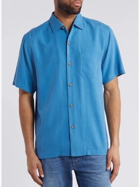 Tommy Bahama Whiskey Business Short Sleeve Silk Jacquard Button-Up